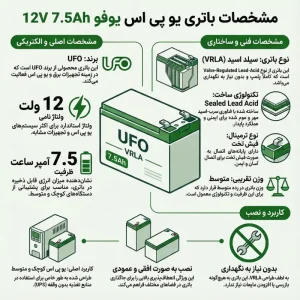 مشخصات فنی باتری یوفو یو پی اس 7.5 آمپر